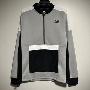 New Balance Grey and Black Half-Zip Athletic Top